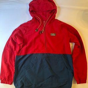 LL Bean Women’s Red & Navy Classic Mountain Anorak (Size Medium)